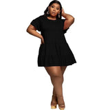 Women Dresses Summer 2021 Plus Size 5xl Solid Pleated Mini Dresses for Women Loose Elegant Casual Outfits Wholesale Dropshipping-black-7