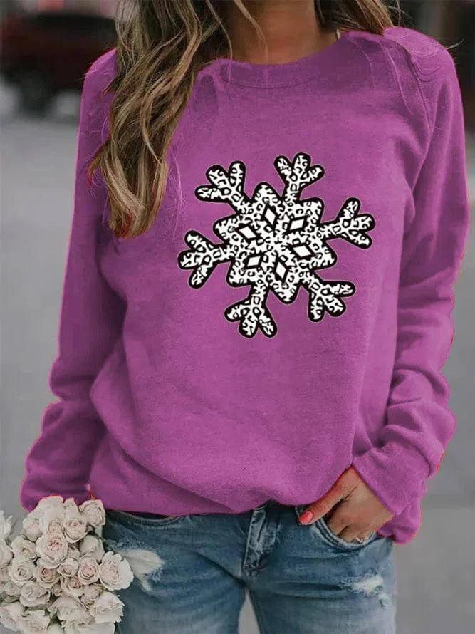 Christmas Creative Letters Printed Crew Neck Sweatshirt-Purple-8