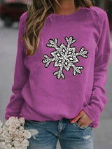 Christmas Creative Letters Printed Crew Neck Sweatshirt-Purple-8