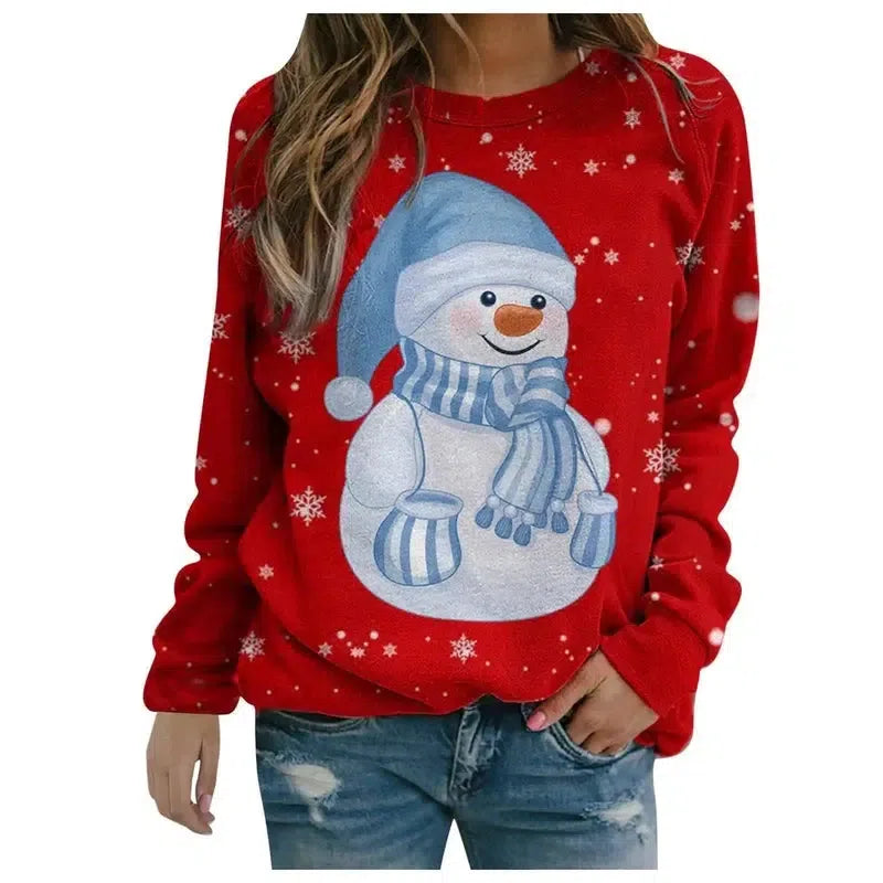 Christmas Sweater Coat Autumn And Winter Women's Clothing-Red-4