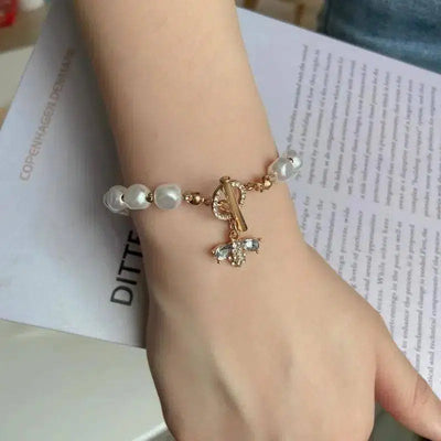 Classic Fashion Natural Stone Pearl Pendant Bracelet For-White-1