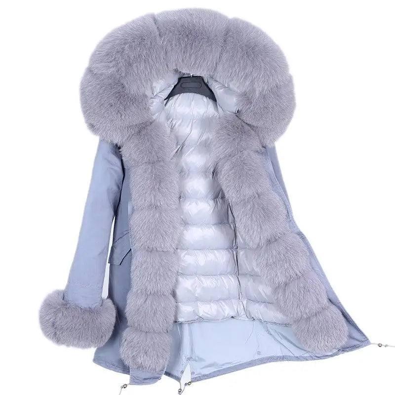 Coat Fur With Detachable Inner Liner Placket-Greygreygrey-8