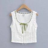 Cross Lace-up Bandage Tank Tops Rope-WHITE-7