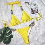 Crystal Diamond Glamour Gemstone Bikini-Yellow-18