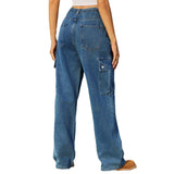 Denim Drawstring Adjustable Washed Overalls Casual Women-4