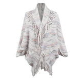 Drizzling Colorful Striped Tassel Women's Shawl-Apricot-3