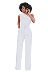 Shoulder Rompers Womens Jumpsuit-White-10