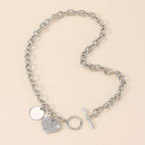 Women's Round Heart Shape With Diamond Necklace-10