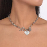 Women's Round Heart Shape With Diamond Necklace-3