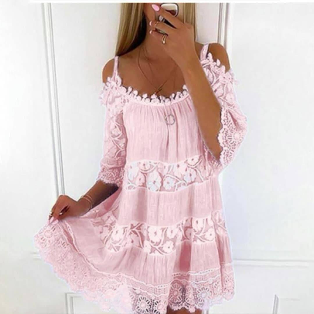 Elegant Off-Shoulder Princess Lace Dress-4