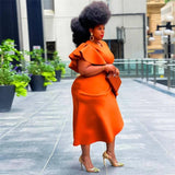 Elegant Orange Peplum Dress: Bold Plus-Size Fashion-5