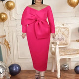 Plus Size Long Prom Dresses Bare Shoulder Slim Bodycon Evening Birthday Cocktail Party Dress Gowns Dropshipping Autumn 2023-Rose-8