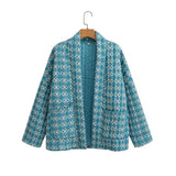 Elegant Printed Women's Cotton-padded Clothing Coat-Floral Jacket Green-8