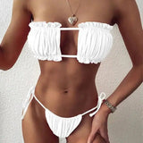 Europe And The United States Swimsuit Drape-White-6