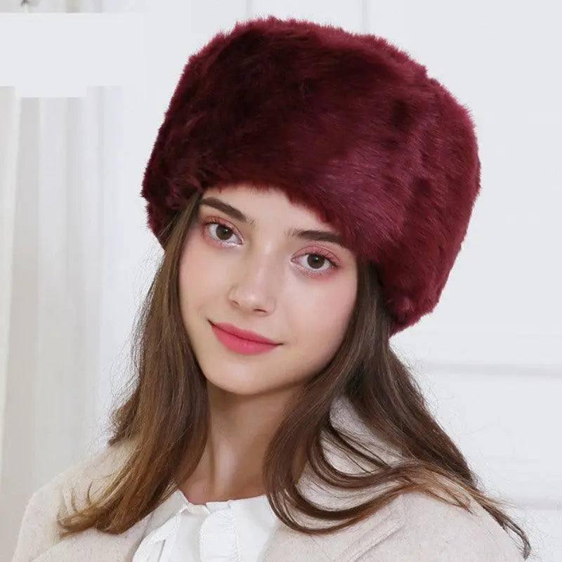 European And American Fashion Warm And Cold Rabbit Fur Hat-WineRed-4