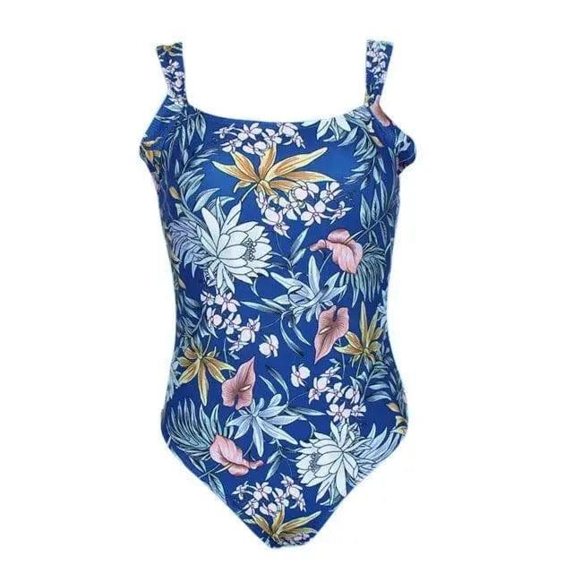 European And American One-Piece Large Size Swimsuit-Blue-2