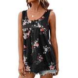 European And American Printed Round Neck Button Sleeveless-Black-6