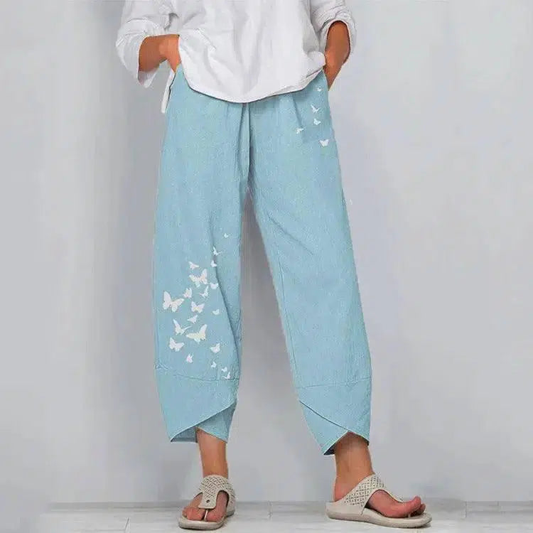 European And American Summer Casual Loose Cotton-Lightblue-4