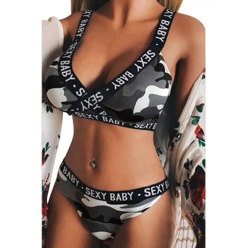 European And BeautifulSexy Bikini Two-piece Suit-Grey-2