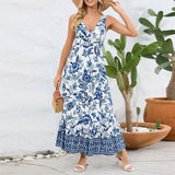 Fashion Floral Print V-neck Dress Summer Sexy Slim Fit-9