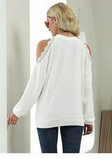 Fashion Lace Panel Shoulder Drop Casual European And-4