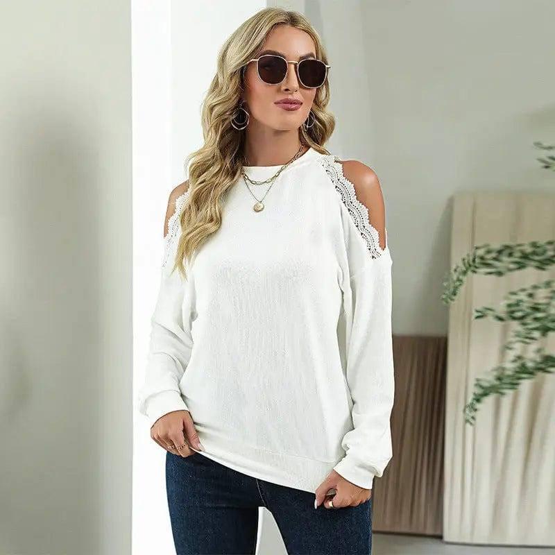 Fashion Lace Panel Shoulder Drop Casual European And-7