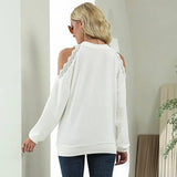 Fashion Lace Panel Sexy Shoulder Drop Casual European And-8