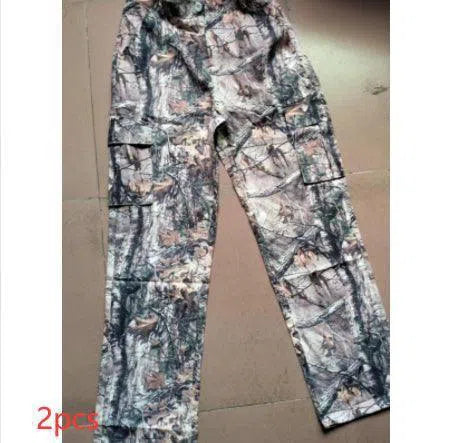 New Fashion Leaf Print Tooling Straight Loose Trousers-Variegated A20694P 2PC-8