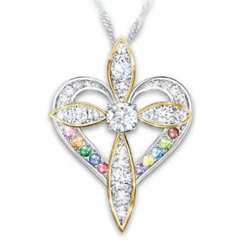 Fashion Love Heart Shaped Cross Pendant-2