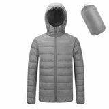 Men's Cotton Hooded Puffer Jacket - Slim Fit-Light Grey-4