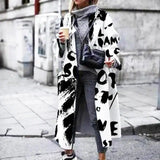 Fashion Printing Stitching Long Dragon And Phoenix Coat-Blackandwhite-4