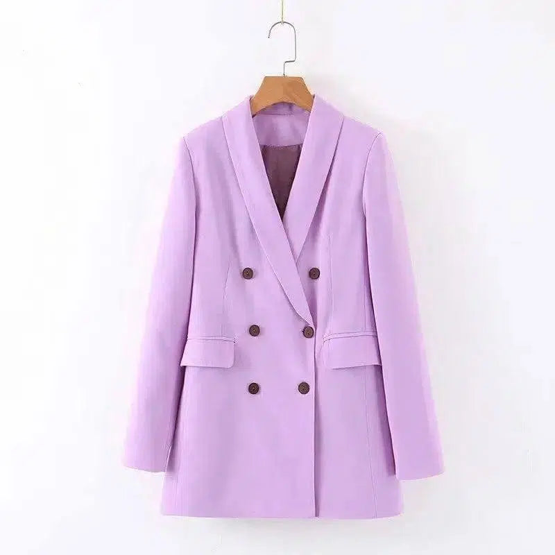 Fashion Temperament Wind Double Breasted Suit Jacket Women-1