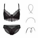 Fashion Transparent Women Bra And Panties Set Embroidery-Black-4