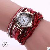 Fashion watch ladies fashion watch, diamond twisted pu belt winding fashion watch-9