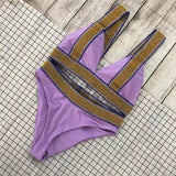 Fast Selling Triangle Color Matching High Waisted-Lightpurple-11