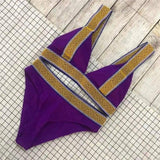 Fast Selling Triangle Color Matching High Waisted-Purple-9