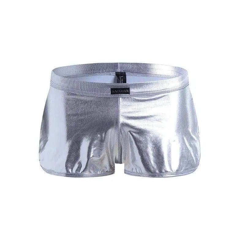 Faux leather boxer shorts-Silver-7