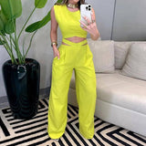 Chic Backless Suit in Vibrant Yellow-Yellow-1