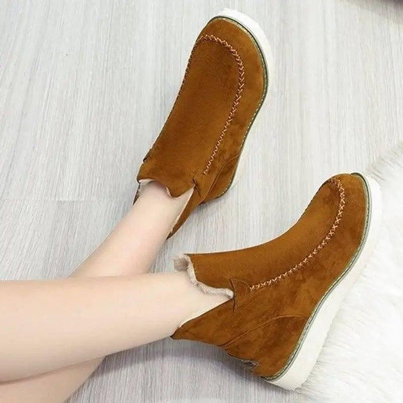 Flats Shoes Women Winter Snow Boots Warm Plush Ankle Booots-5