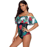 Floral Bathing Suit Swimwear-Green-4