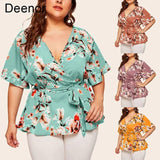 Floral Plus-Size Wrap Blouse – Trendy Fashion-2