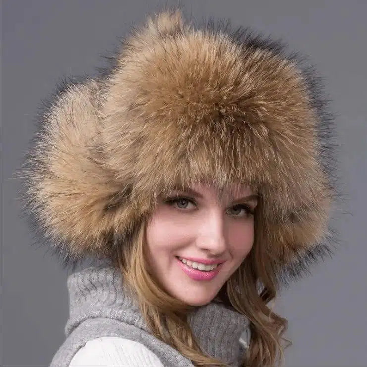 Fur hat fox fur Leifeng women's hat-RacoonDog-6