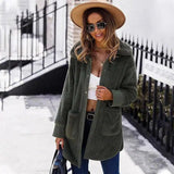 Furry Long Coat Winter Long-sleeved Double-faced Fleece Coat-Armygreen-6