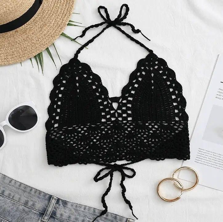 Hand crocheted bikini-Black-4