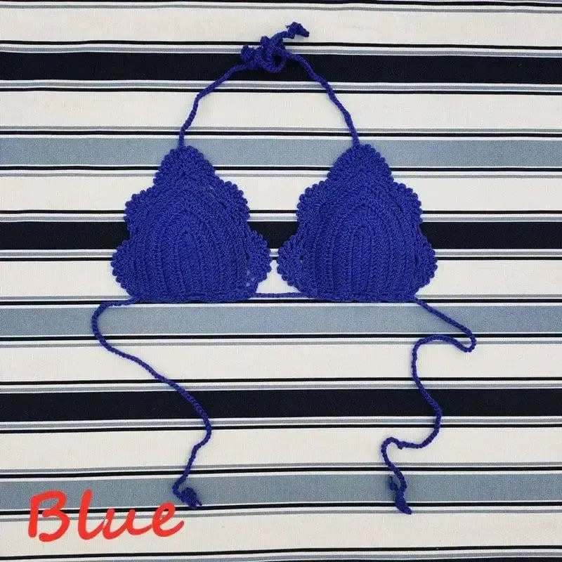 Handmade Crochet Swimsuit Bikini Swimsuit Top-Blue-10