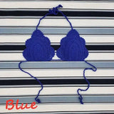 Handmade Crochet Swimsuit Bikini Swimsuit Top-Blue-10