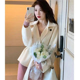 High Class Hepburn Style Korean Woolen Coat-White-5