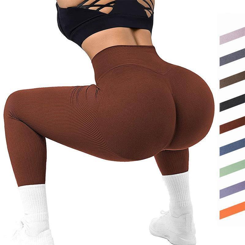 High Waist Seamless Leggings Threaded Knitted Fitness Pants-1