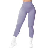 High Waist Seamless Leggings Threaded Knitted Fitness Pants-Dark Purple-16