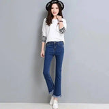 High waisted black nine flared jeans blue flash slim-blue-3